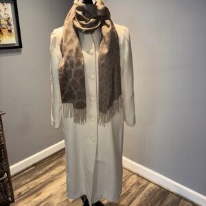 Vintage Ivory Long Wool Peacoat Luxury Old Money Minimalist Women's 10 USA Made